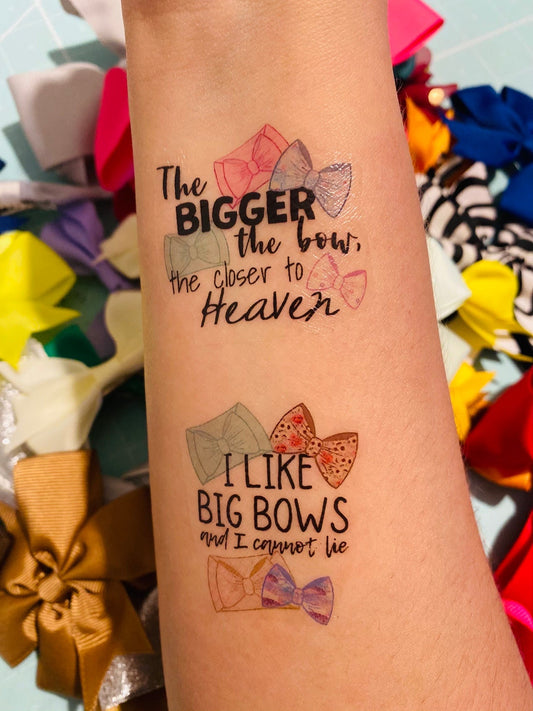 Big Bow Love Temporary Tattoos