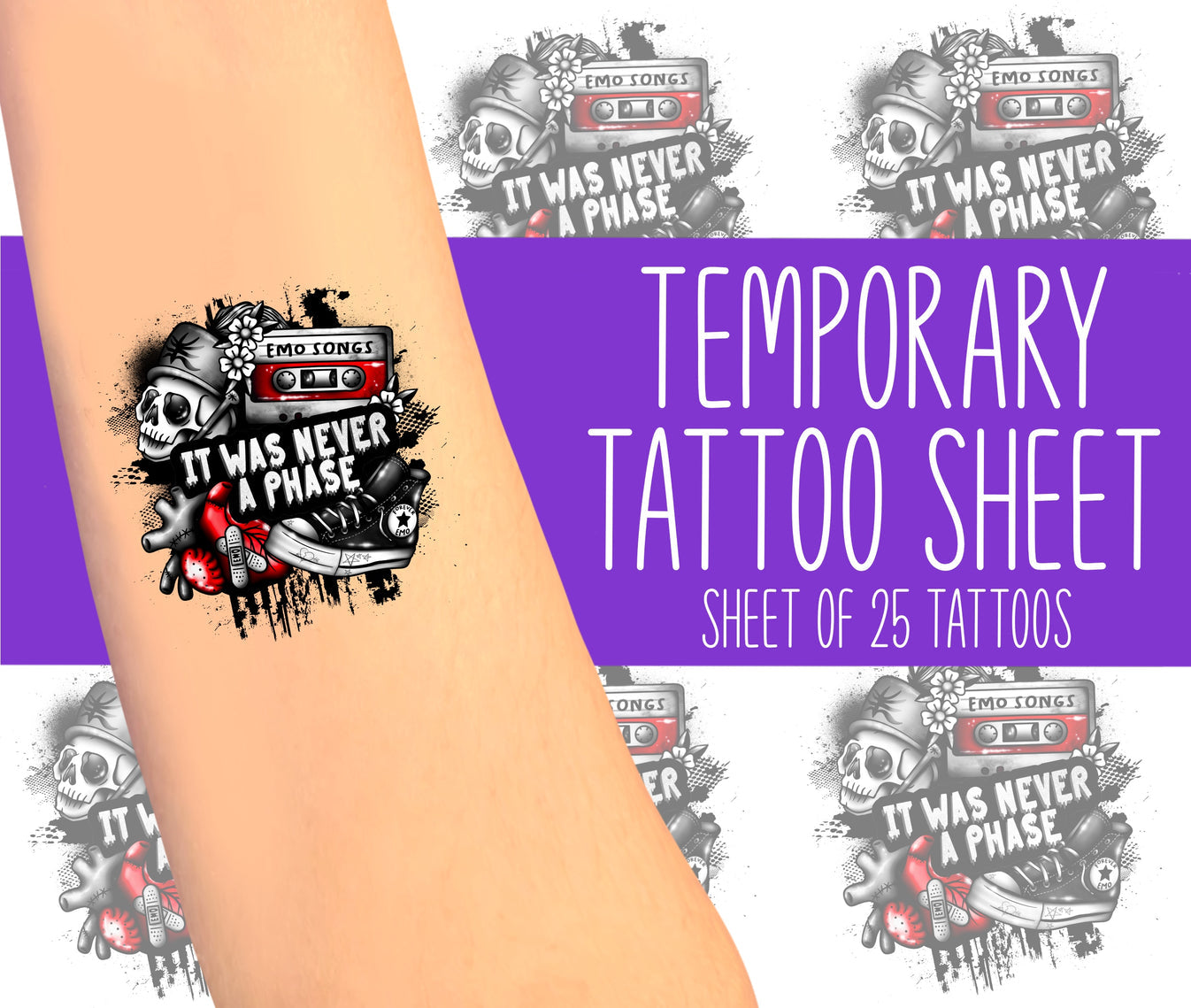 Emo Phase By Milkteef Designs Temporary Tattoos