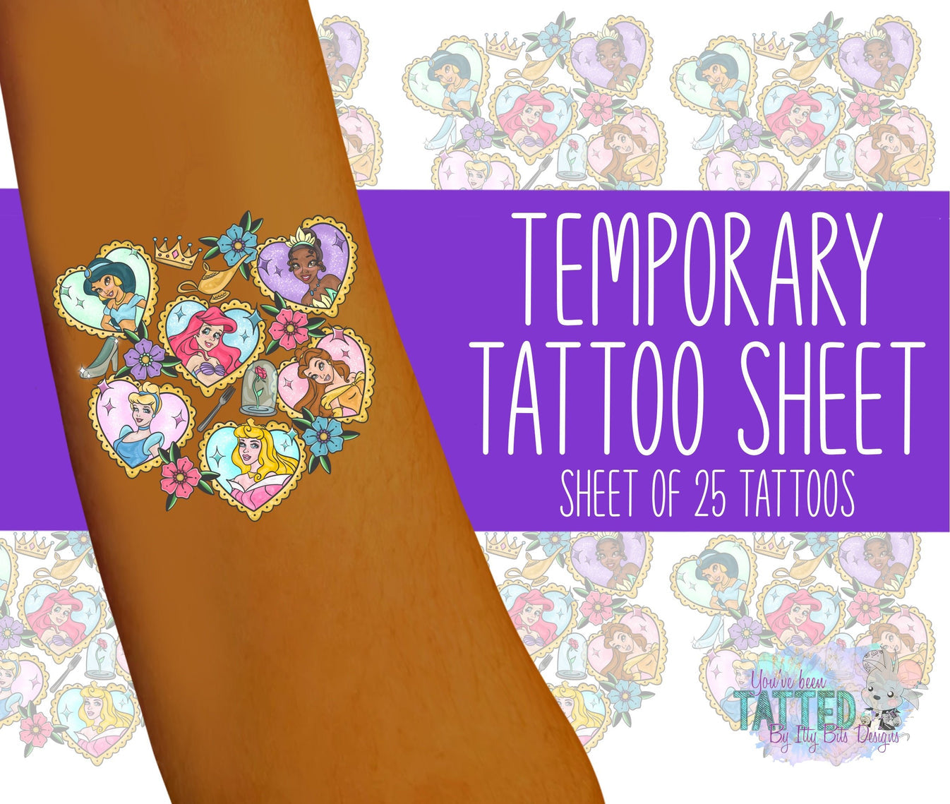Magical Princess Hearts By Pixelcass Temporary Tattoos