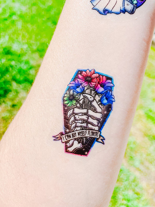 Floral Coffin By Milkteef Designs Designs Temporary Tattoos