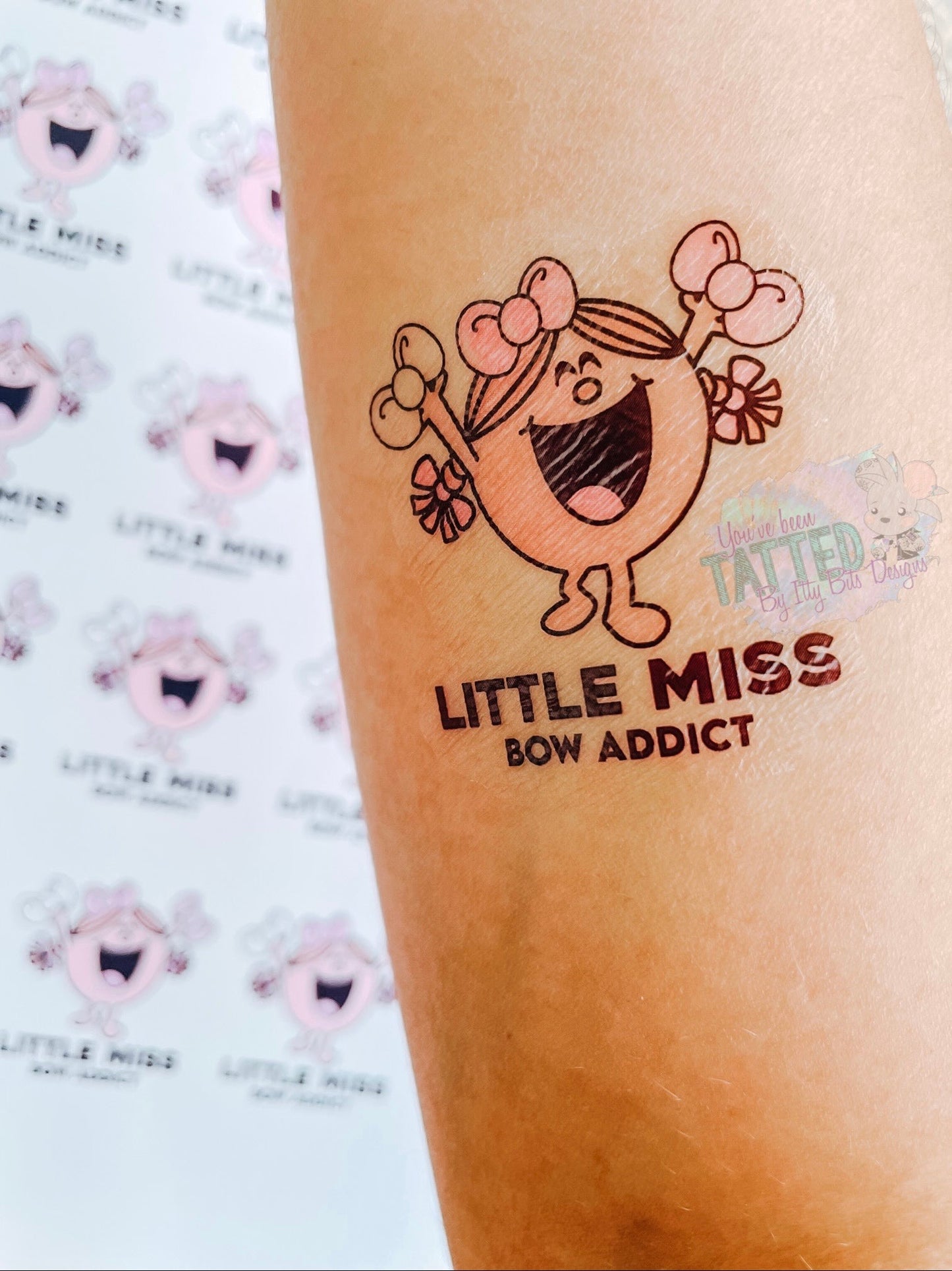 Little Miss Bow Addict Temporary Tattoos