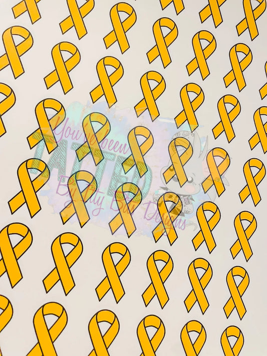 Yellow Awareness Ribbon Temporary Tattoos - Sheet of 50
