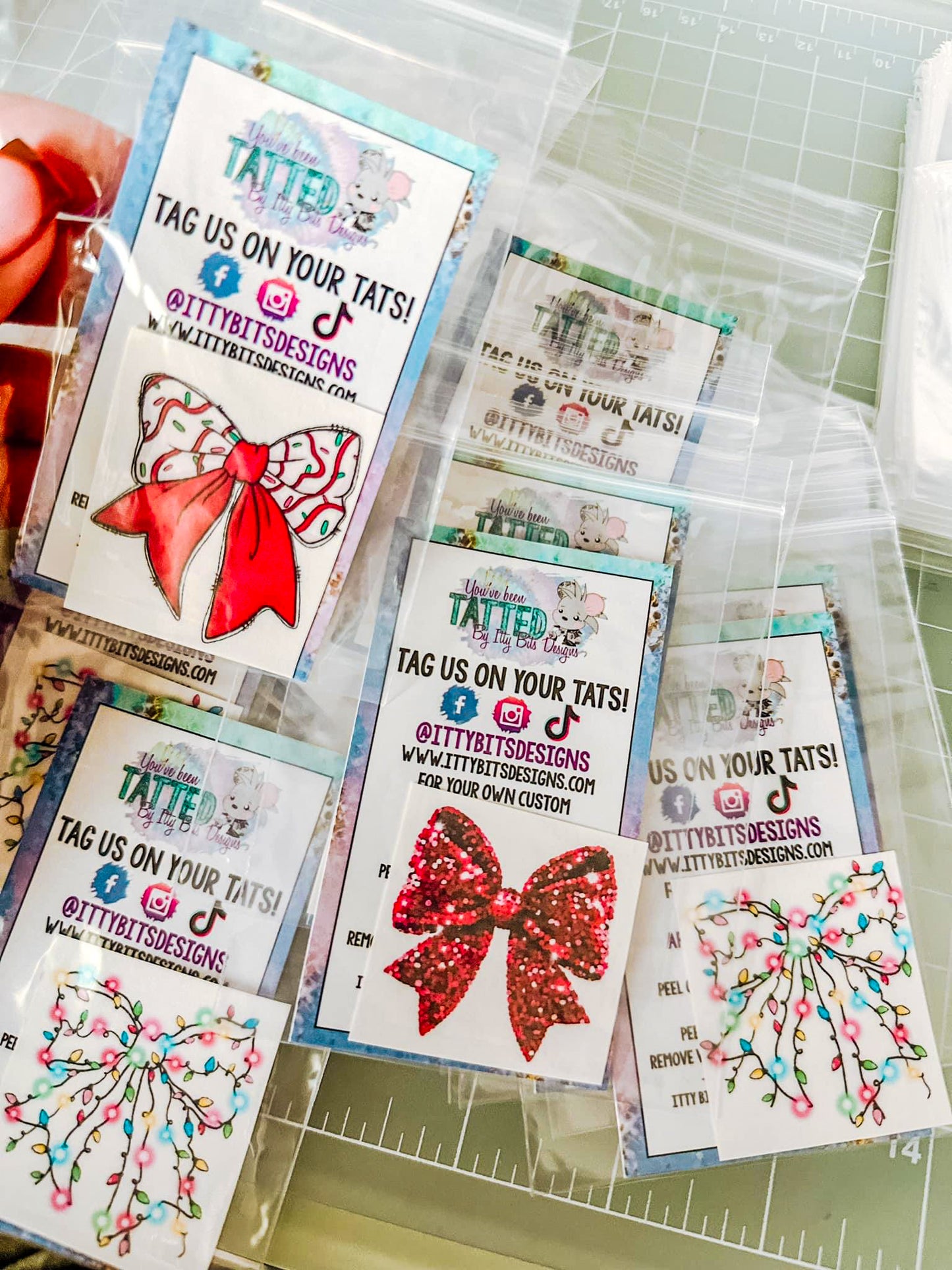 Holiday Bow Mix Temporary Tattoos