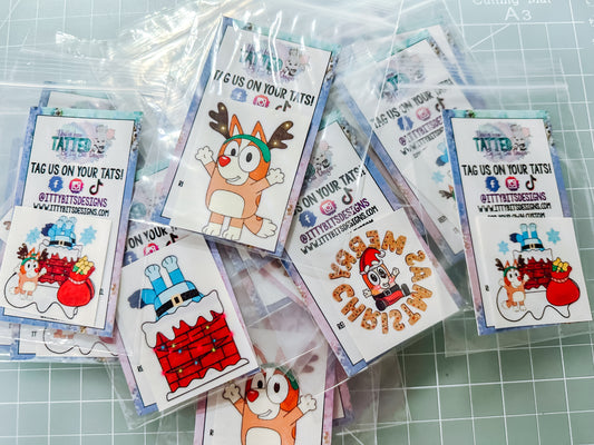 Merry Blue Pup Mix Temporary Tattoos