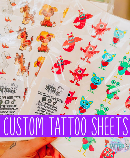 Custom Temporary Tattoo Sheet - 1 Sheet